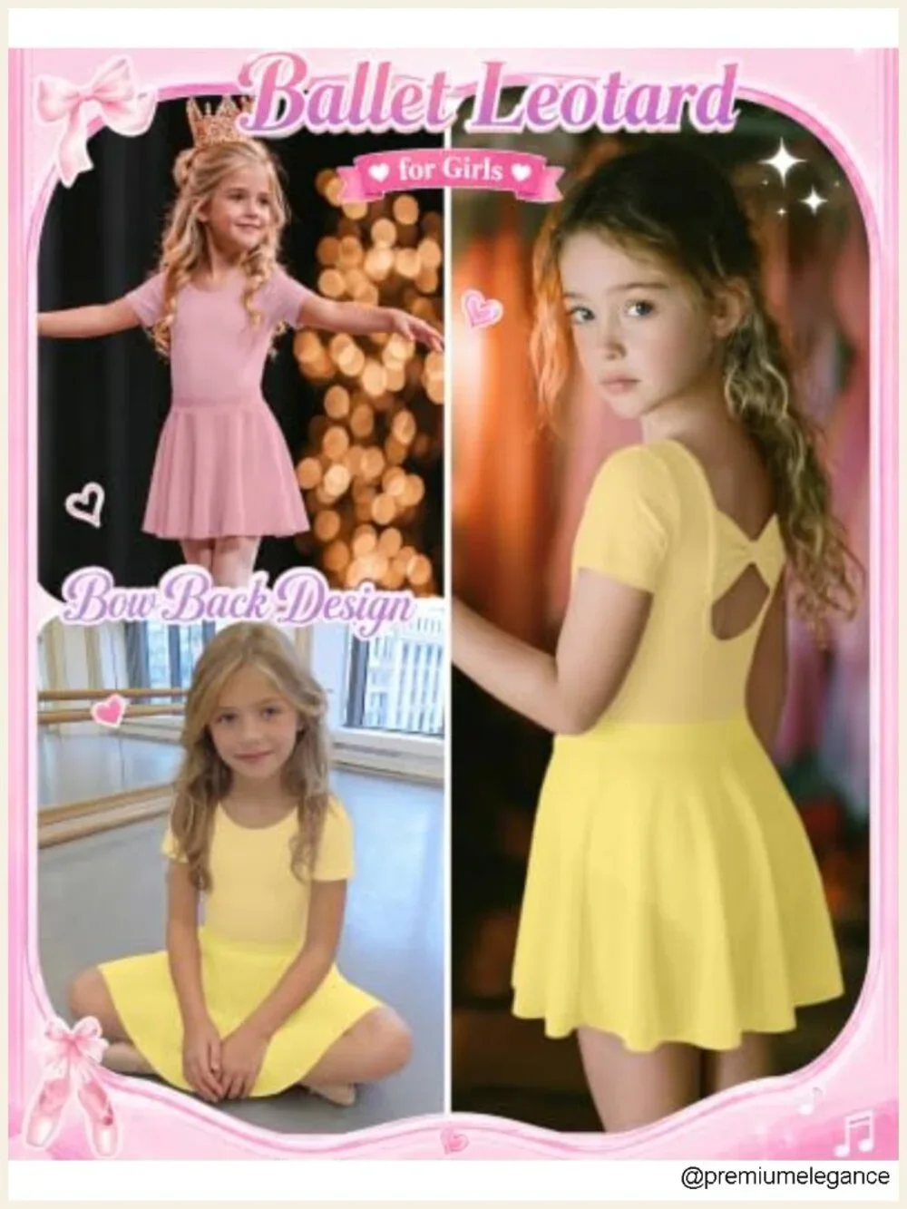 2 Pack Ballet Leotards with Removable Skirt Short Sleeve Dance Dress Toddler